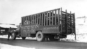 truck transporting bison